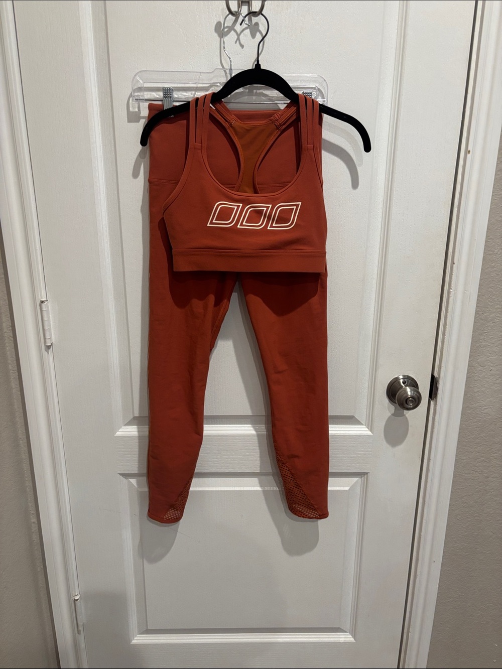 Lorna Jane Burnt Orange High-Waist Leggings and Sports Bra Set